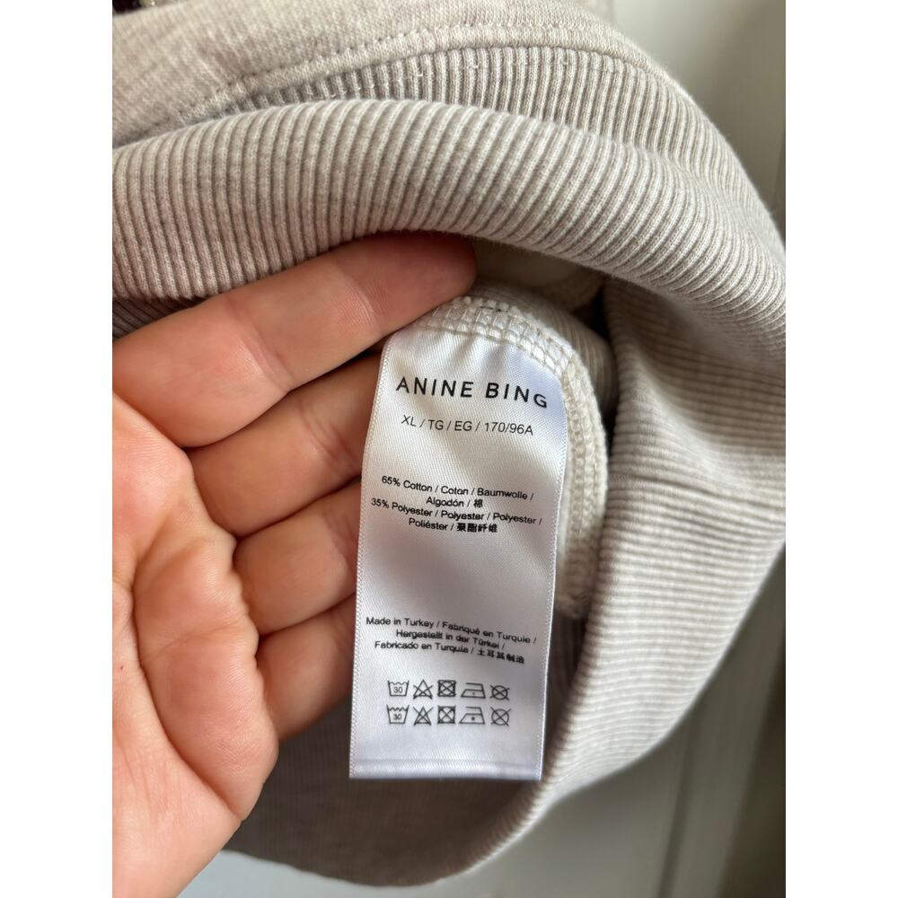 NWT Anine Bing Harry shrunken sweatshirt Oatmeal sie XL - Picture 5 of 6